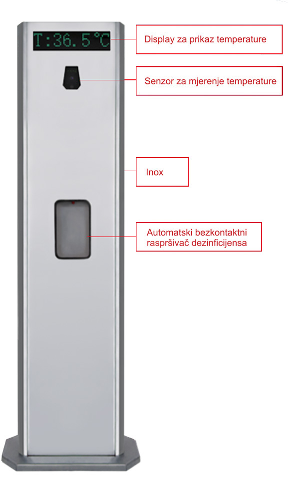 Stup za detekciju temperature i za dezinfekciju Covid 19